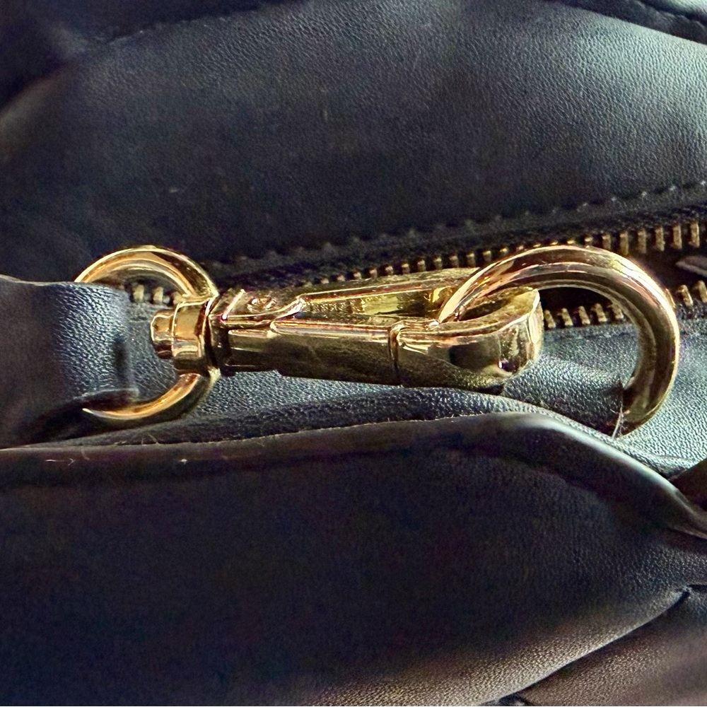 Anne Klein Elegant Dark Navy Satchel with Gold Accent - Picture 7 of 10